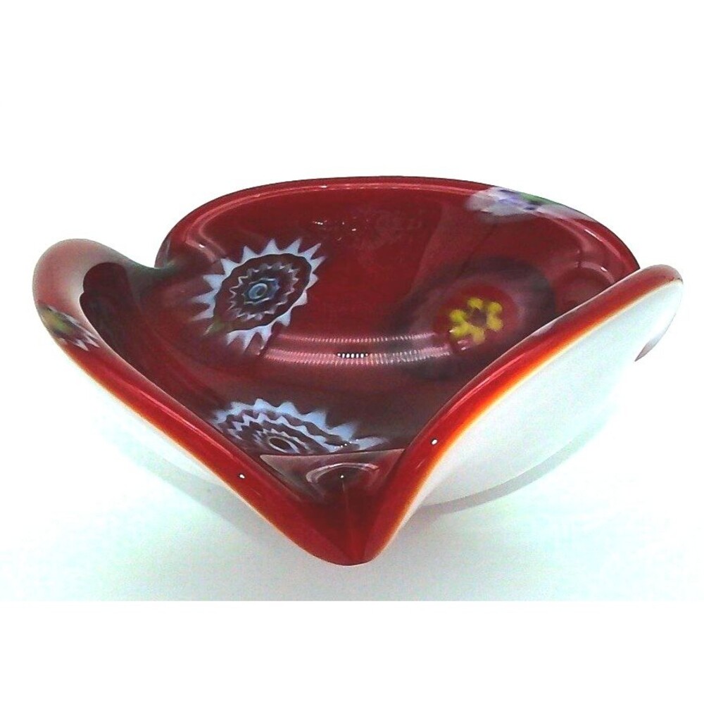 MURANO FRATELLI TOSO Italian Red Opalescent Glass Bowl Or Cigar Ashtray